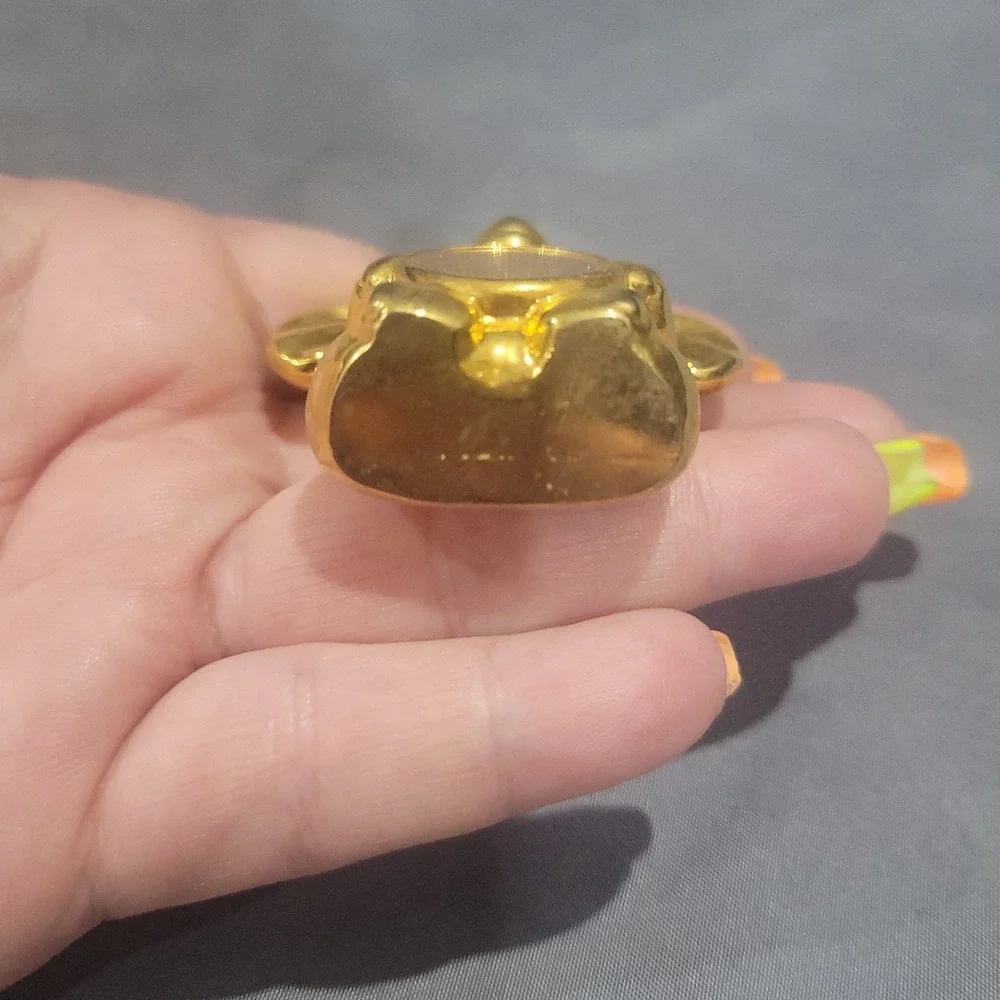 Brass Mini Elephant Desk Clock Heavy Quartex Quartz Analog Gold Finish
